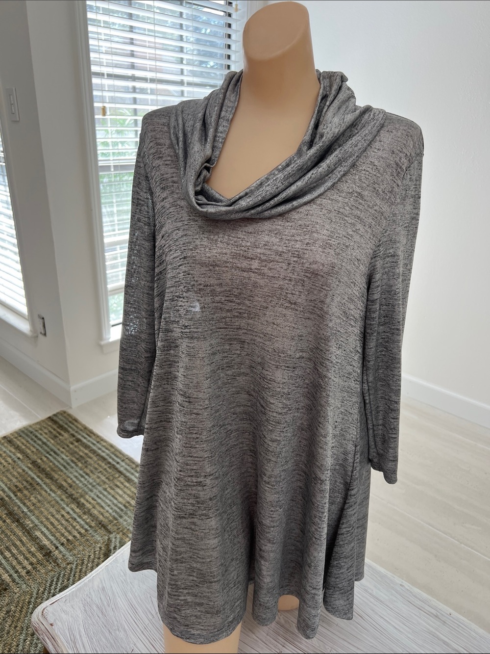 Chelsea & Theodore Heather Gray Cowl Neck Tunic